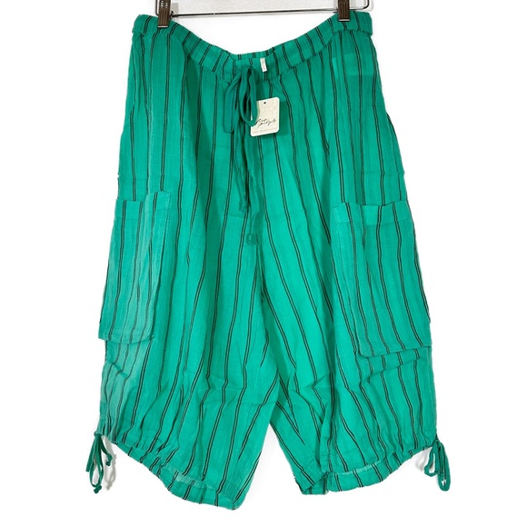 Free People Pants - Free People Nati Sheer Shorts in Aqua Combo Size Large NWT